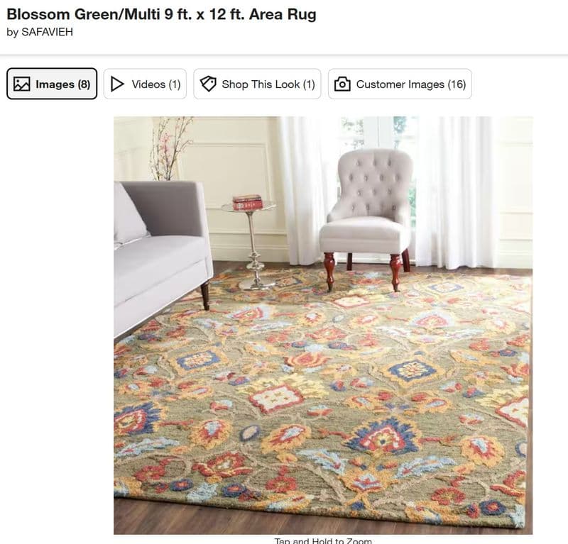 Safavieh Blossom Green/Multi 9 ft. x 12 ft. Area Rug $558
